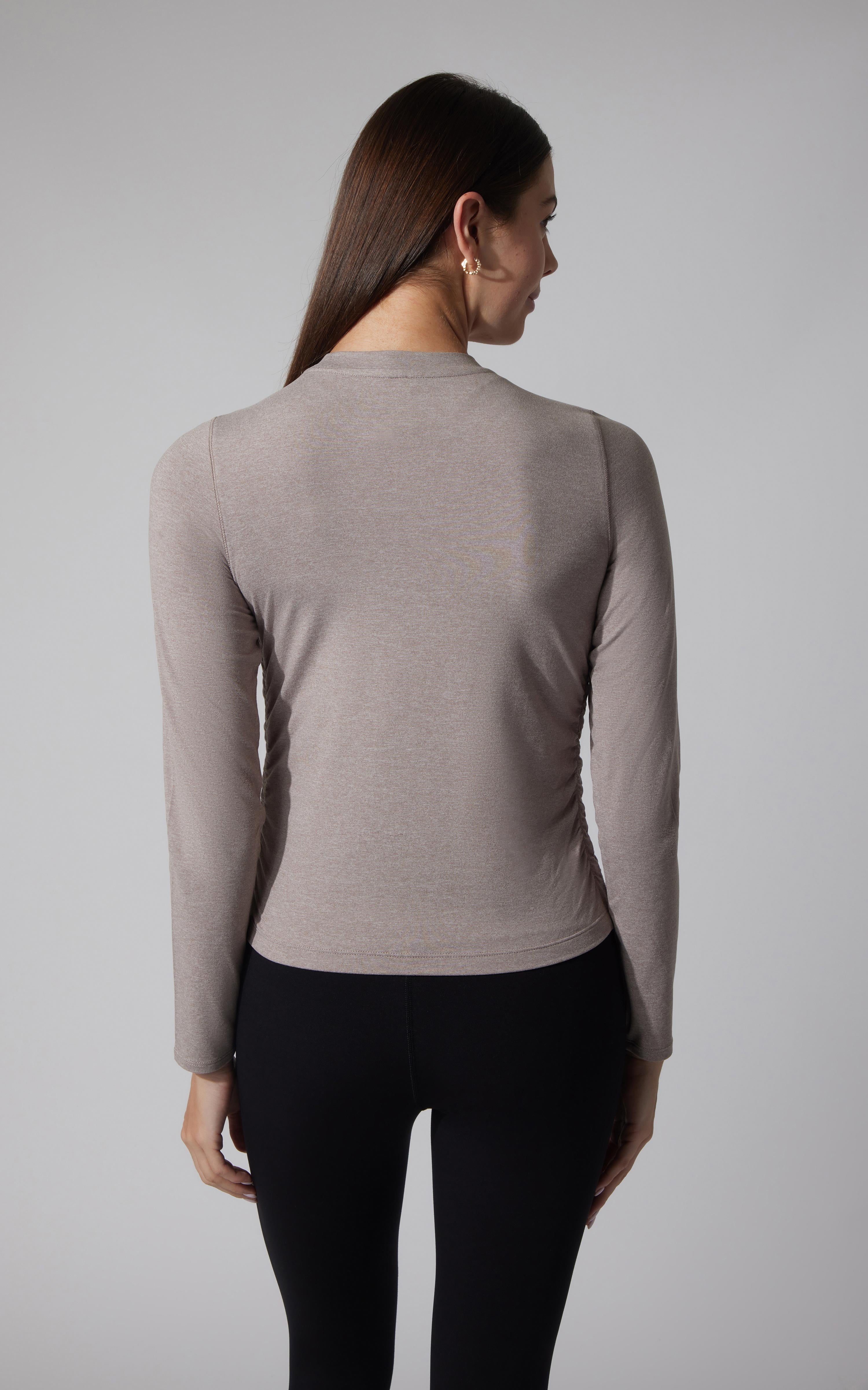 2 PK Cationic Jersey Crew Neck Long Sleeve Top with Side Ruching and Everyday Crew Neck Long Sleeve Top