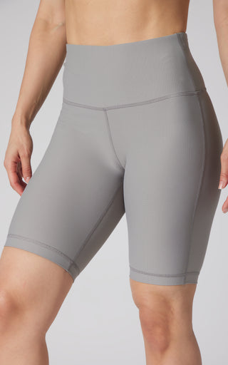 Womens High Waist Ribbed 9" Biker Shorts