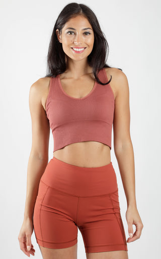 Seamless V-Neck Crop Ribbed Tank Top