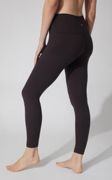 Black high-waist ankle leggings with smooth, elastic-free waistband and sleek fit.
