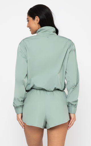 Radiant Commuter Woven Cinched Hem Cropped Windbreaker with Front Patch Pockets