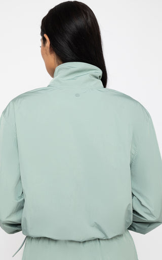 Radiant Commuter Woven Cinched Hem Cropped Windbreaker with Front Patch Pockets