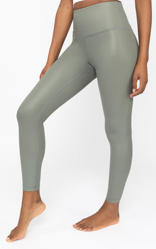 Interlink Faux Leather High Waist Cire Ankle Legging