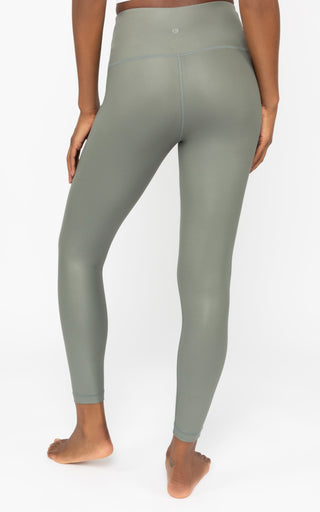 Interlink Faux Leather High Waist Cire Ankle Legging