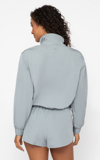 Radiant Commuter Woven Cinched Hem Cropped Windbreaker with Front Patch Pockets