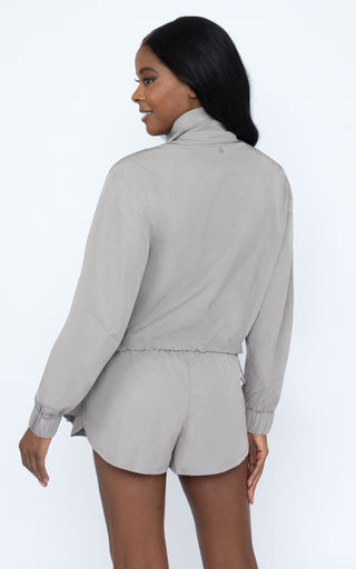 Radiant Commuter Woven Cinched Hem Cropped Windbreaker with Front Patch Pockets