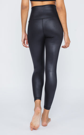 Interlink Faux Leather Elastic Free Super High Waist Cire Ankle Legging