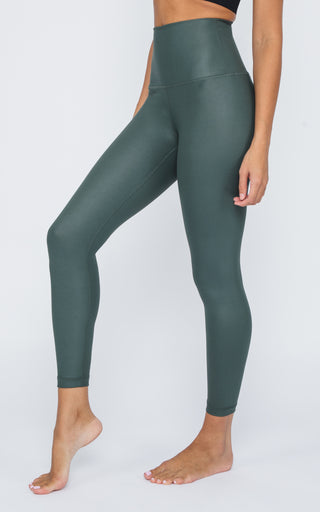 Interlink Faux Leather Elastic Free Super High Waist Cire Ankle Legging