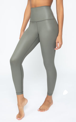Interlink Faux Leather Elastic Free Super High Waist Cire Ankle Legging