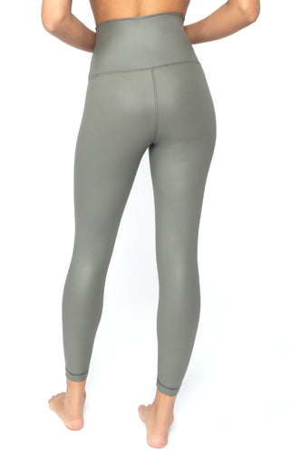Interlink Faux Leather Elastic Free Super High Waist Cire Ankle Legging