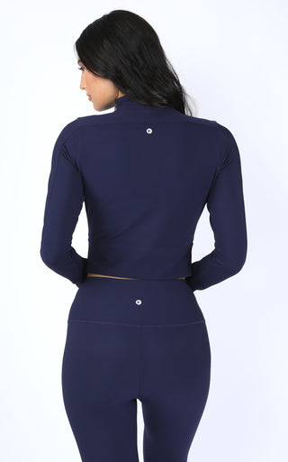 Interlink Ribbed Half Zip Long Sleeve Crop Top Jacket