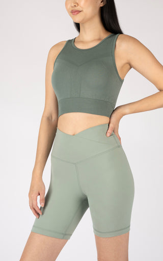 2 Pack Seamless Fine Line Mesh Built in Bra Tank