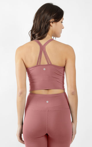 Ribbed Cropped Bralette with Scoop Neck and Strappy Back