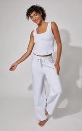 Terry Corset Tank & Fleece Wide Leg Pant Set