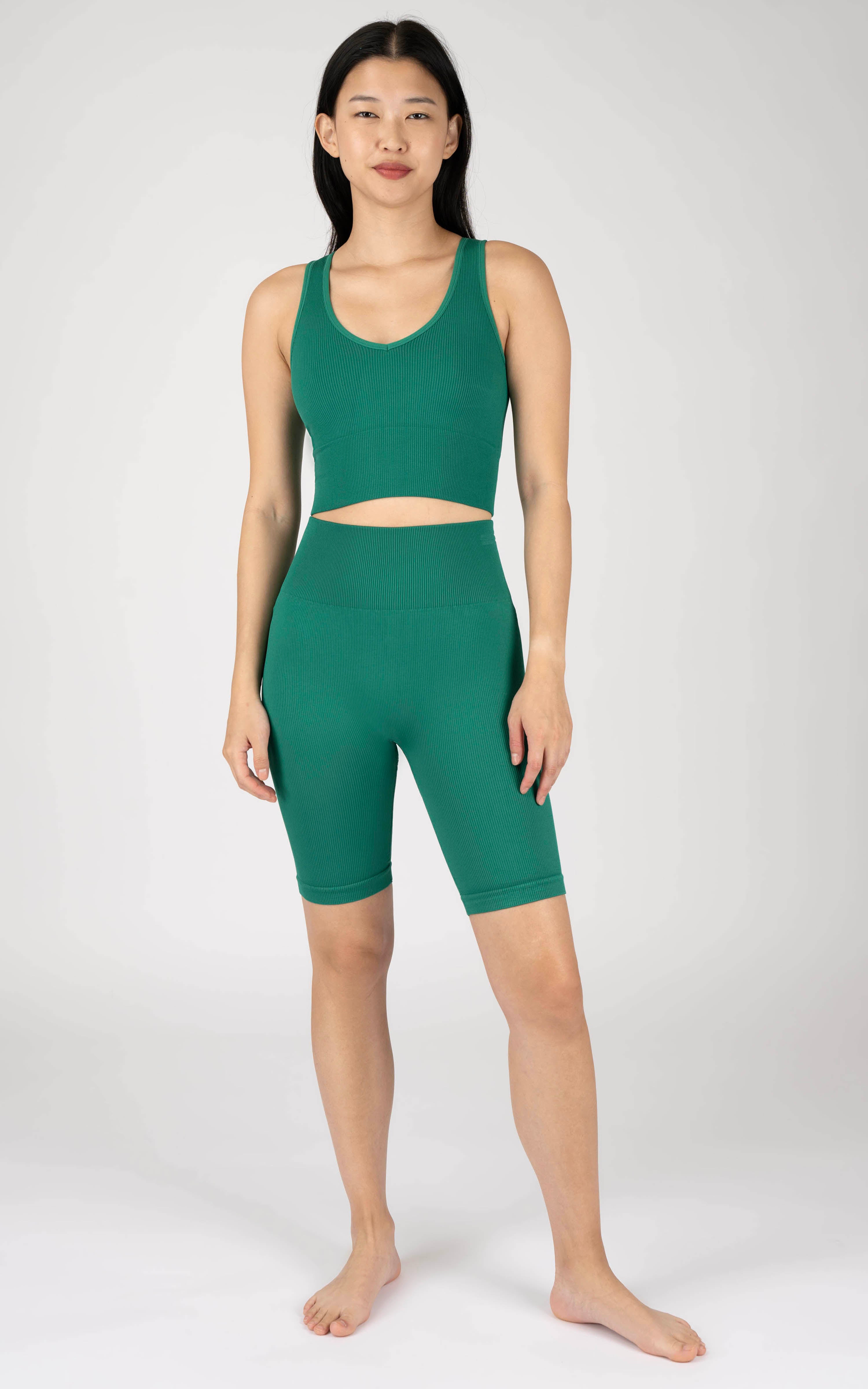 Ribbed Seamless Highline V-Neck Tank and Ribbed Seamless 7" Bike Short Set