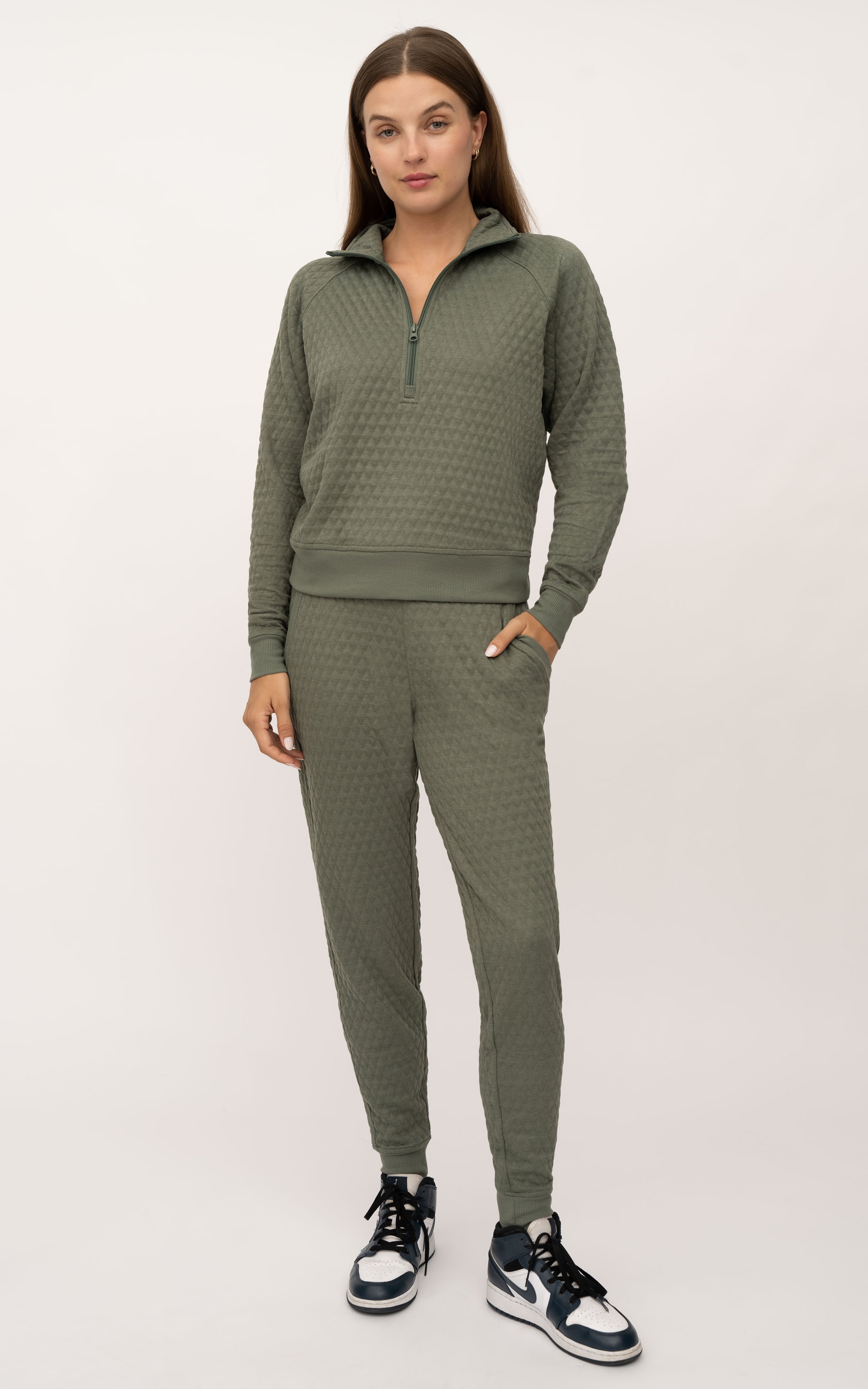 Diamond Love Half Zip Top And Jogger Set