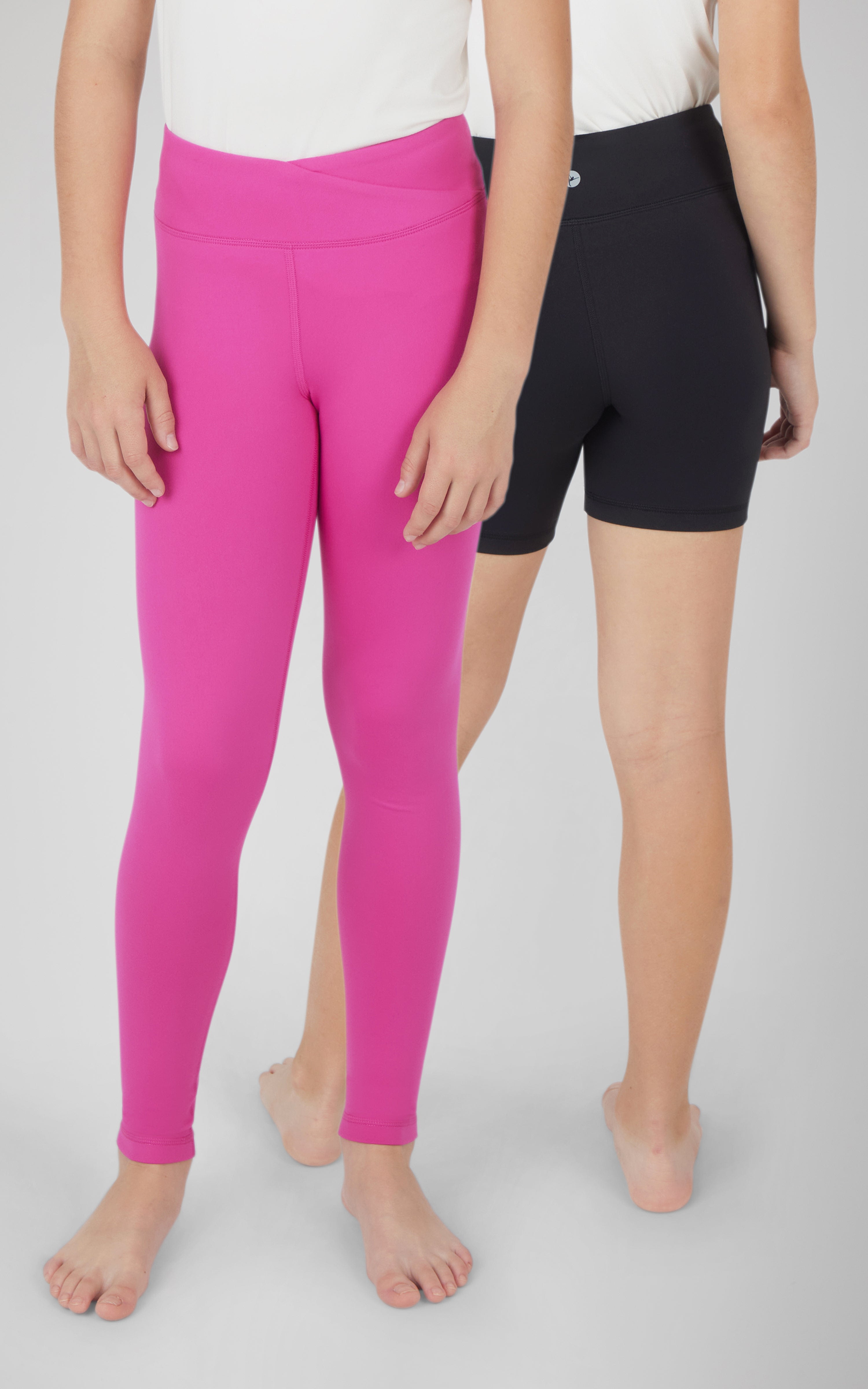 Girls 2 PK Lux Crossover Legging + 6" Bike Short - 90 Degree by Reflex