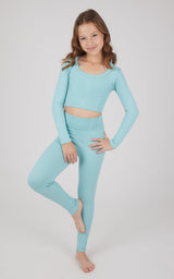 Girls 2 PC Seamless Ribbed Long Sleeve Top and Legging Set - 90 Degree by Reflex