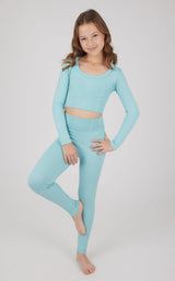 Girls 2 PC Seamless Ribbed Long Sleeve Top and Legging Set - 90 Degree by Reflex