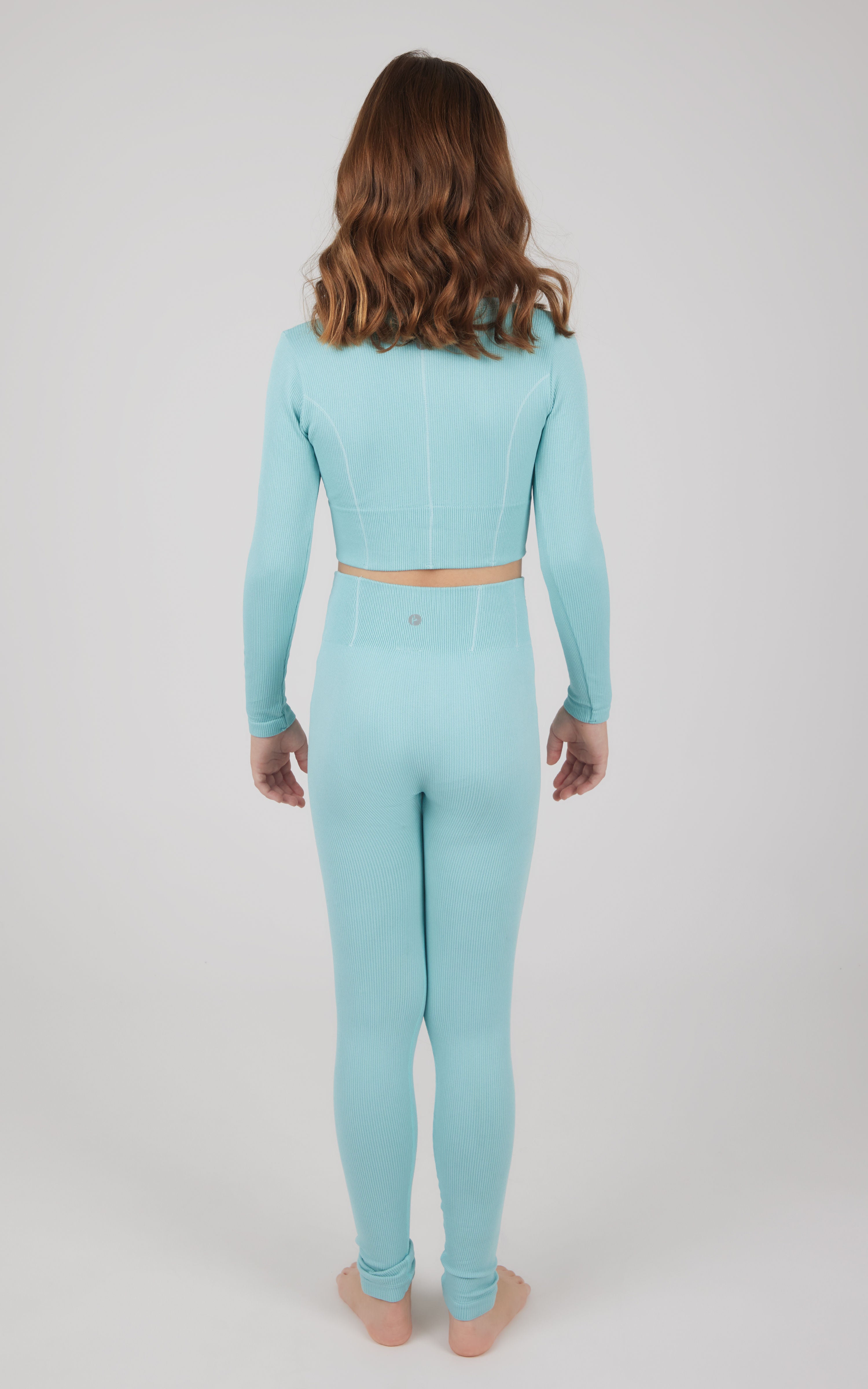 Girls 2 PC Seamless Ribbed Long Sleeve Top and Legging Set - 90 Degree by Reflex