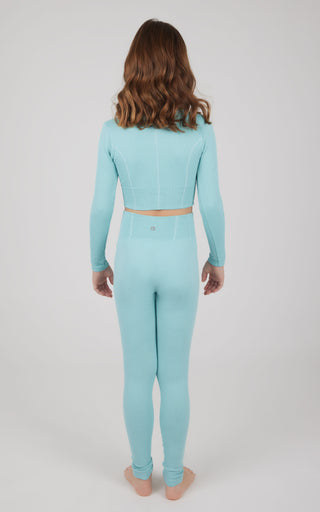 Girls 2 PC Seamless Ribbed Long Sleeve Top and Legging Set - 90 Degree by Reflex