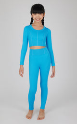 Girls 2 PC Seamless Ribbed Long Sleeve Top and Legging Set - 90 Degree by Reflex