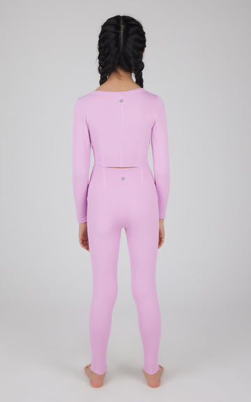 Girls 2 Piece Seamless Ribbed Emery Long Sleeve Top and Seamless Ribbed Legging Set