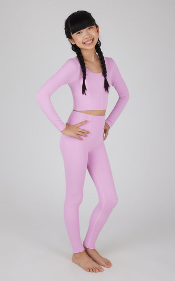 Girls 2 Piece Seamless Ribbed Emery Long Sleeve Top and Seamless Ribbed Legging Set