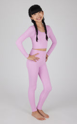 Girls 2 PC Seamless Ribbed Long Sleeve Top and Legging Set - 90 Degree by Reflex