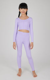 Girls 2 PC Seamless Ribbed Long Sleeve Top and Legging Set - 90 Degree by Reflex