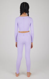 Girls 2 PC Seamless Ribbed Long Sleeve Top and Legging Set - 90 Degree by Reflex
