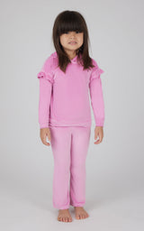 Toddler Girls 2 PC Velour Ruffle Hoodie and Flare Leg Pant Set