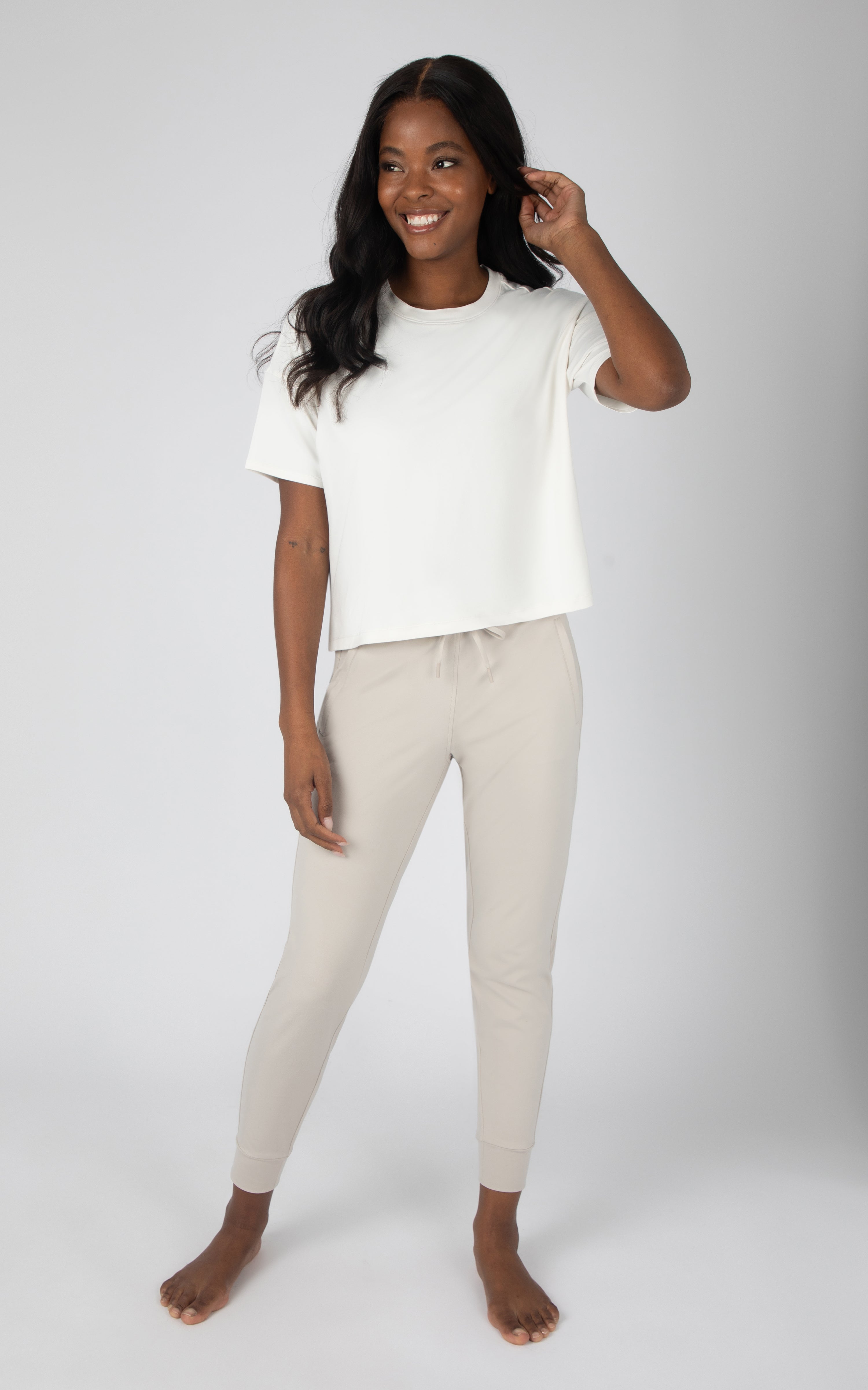 Super Soft Deluxe Boxy Cropped Tee and Lux Avenue Jogger Set