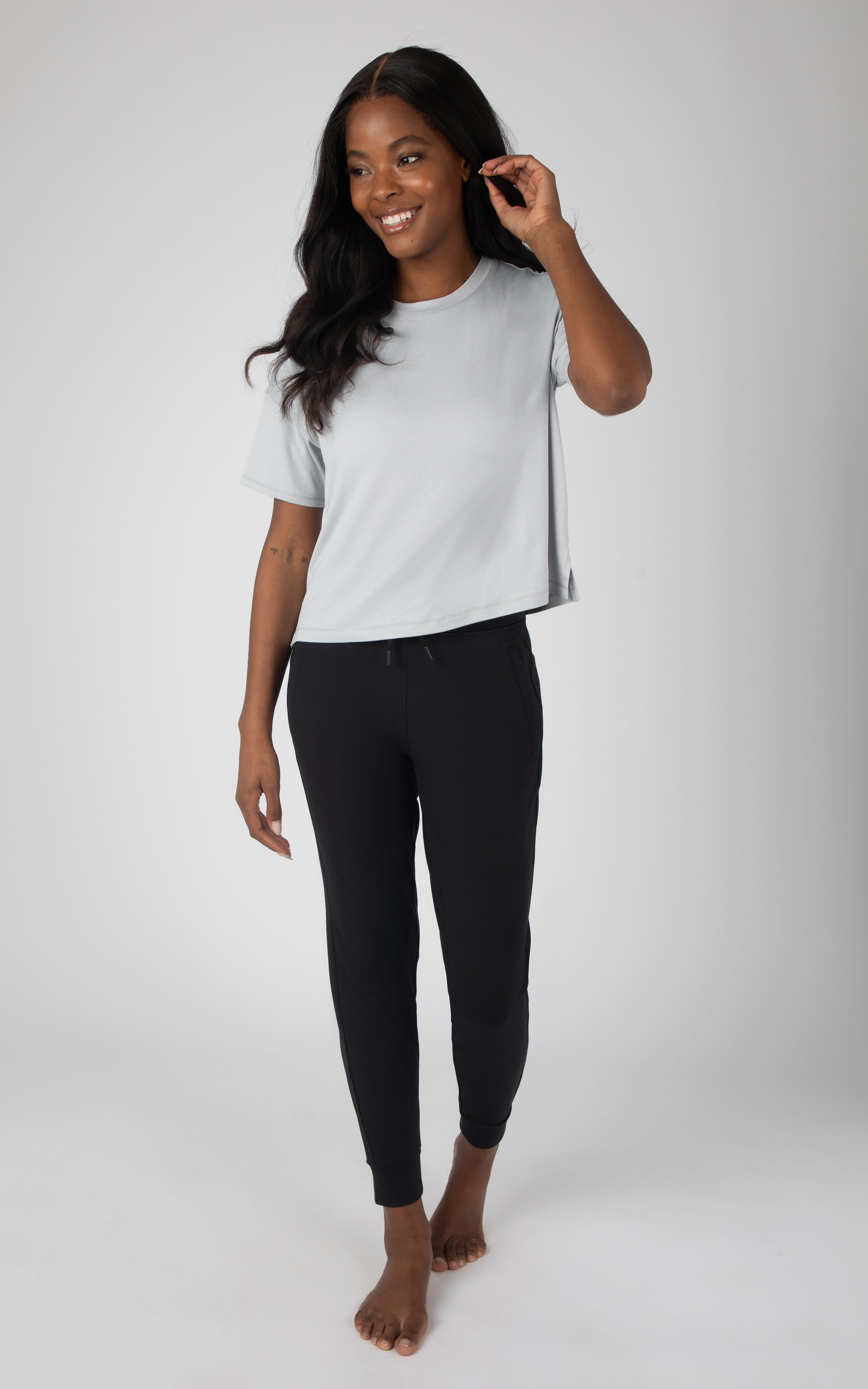 Super Soft Deluxe Boxy Cropped Tee and Lux Avenue Jogger Set