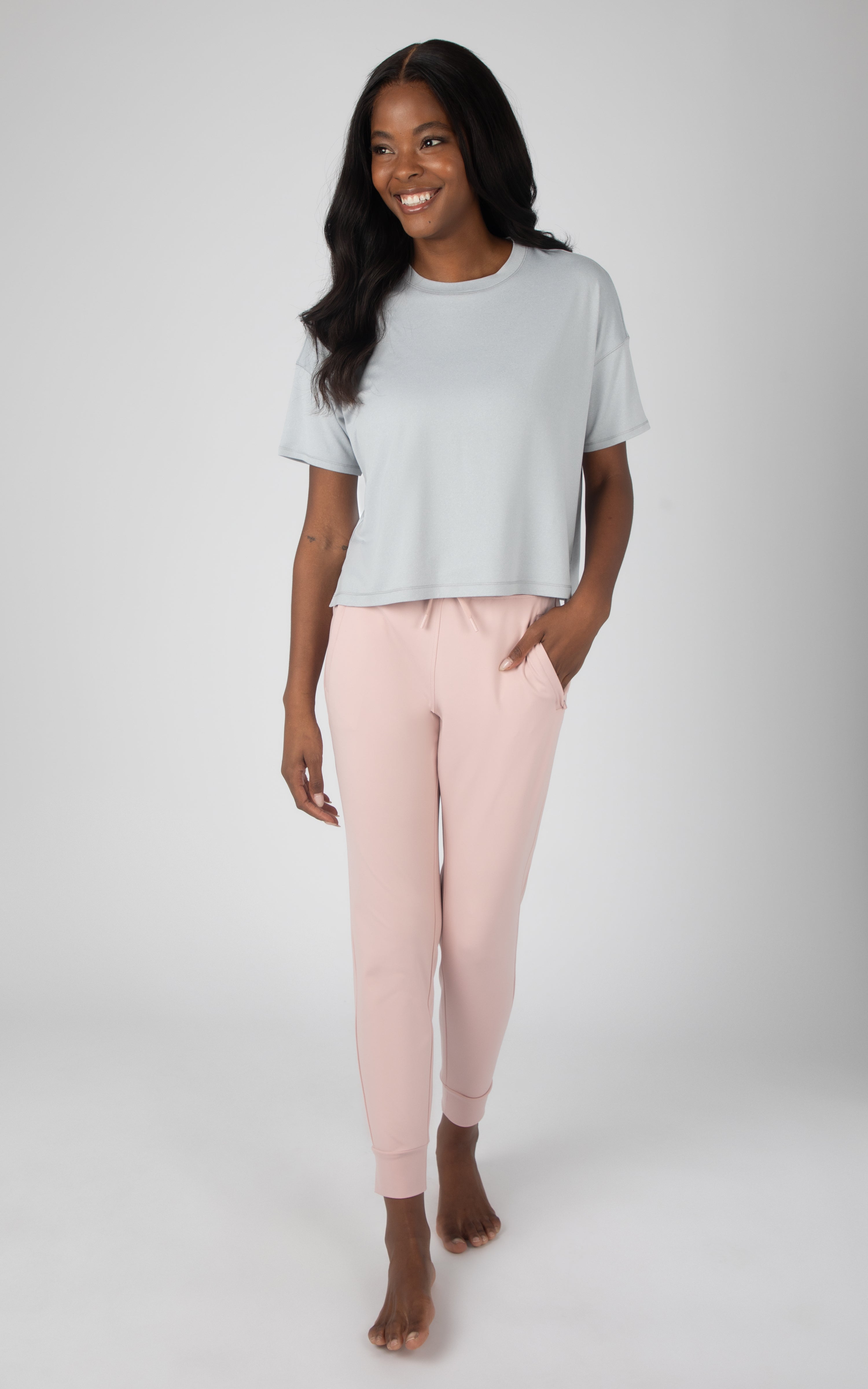 Super Soft Deluxe Boxy Cropped Tee and Lux Avenue Jogger Set