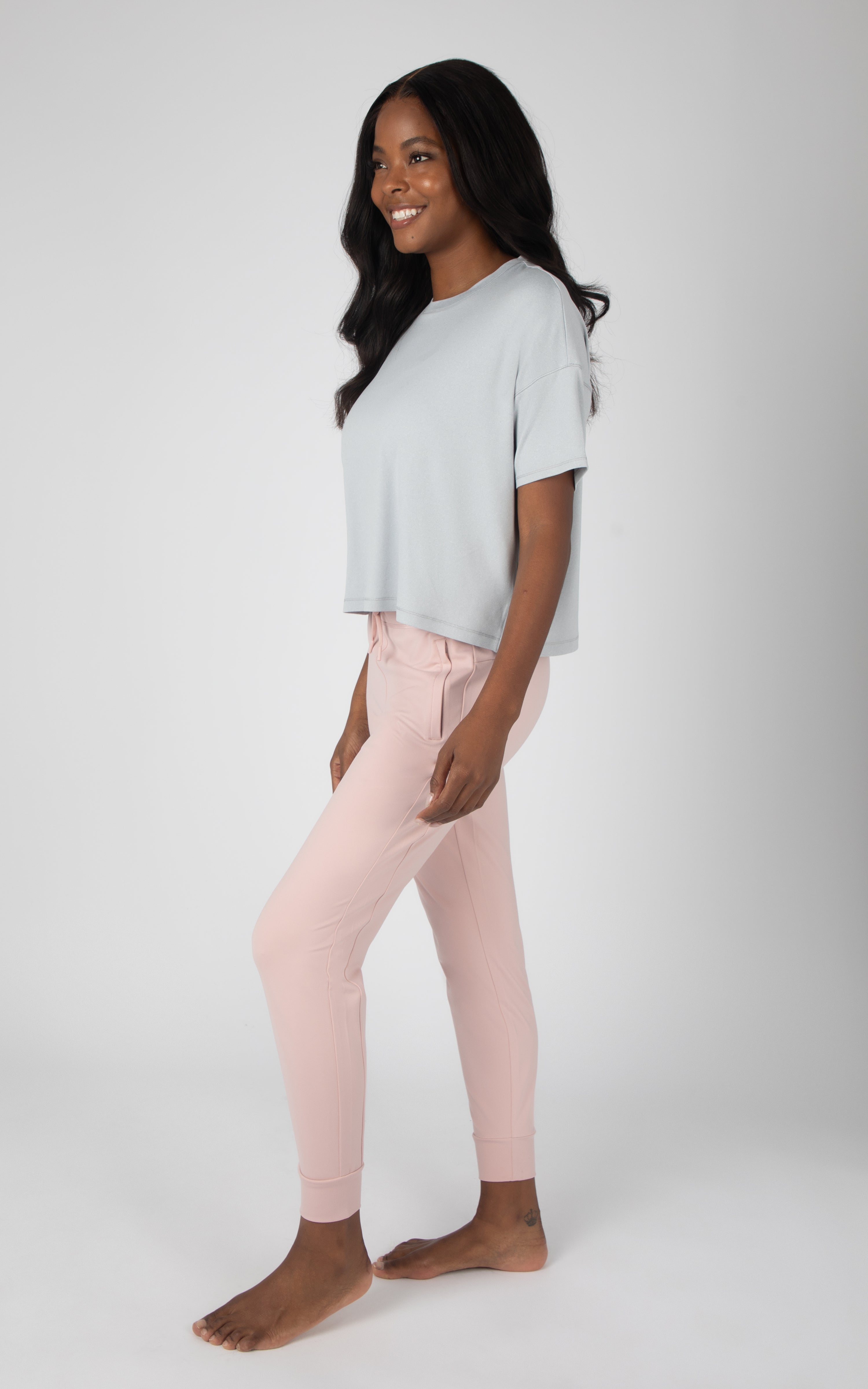 Super Soft Deluxe Boxy Cropped Tee and Lux Avenue Jogger Set