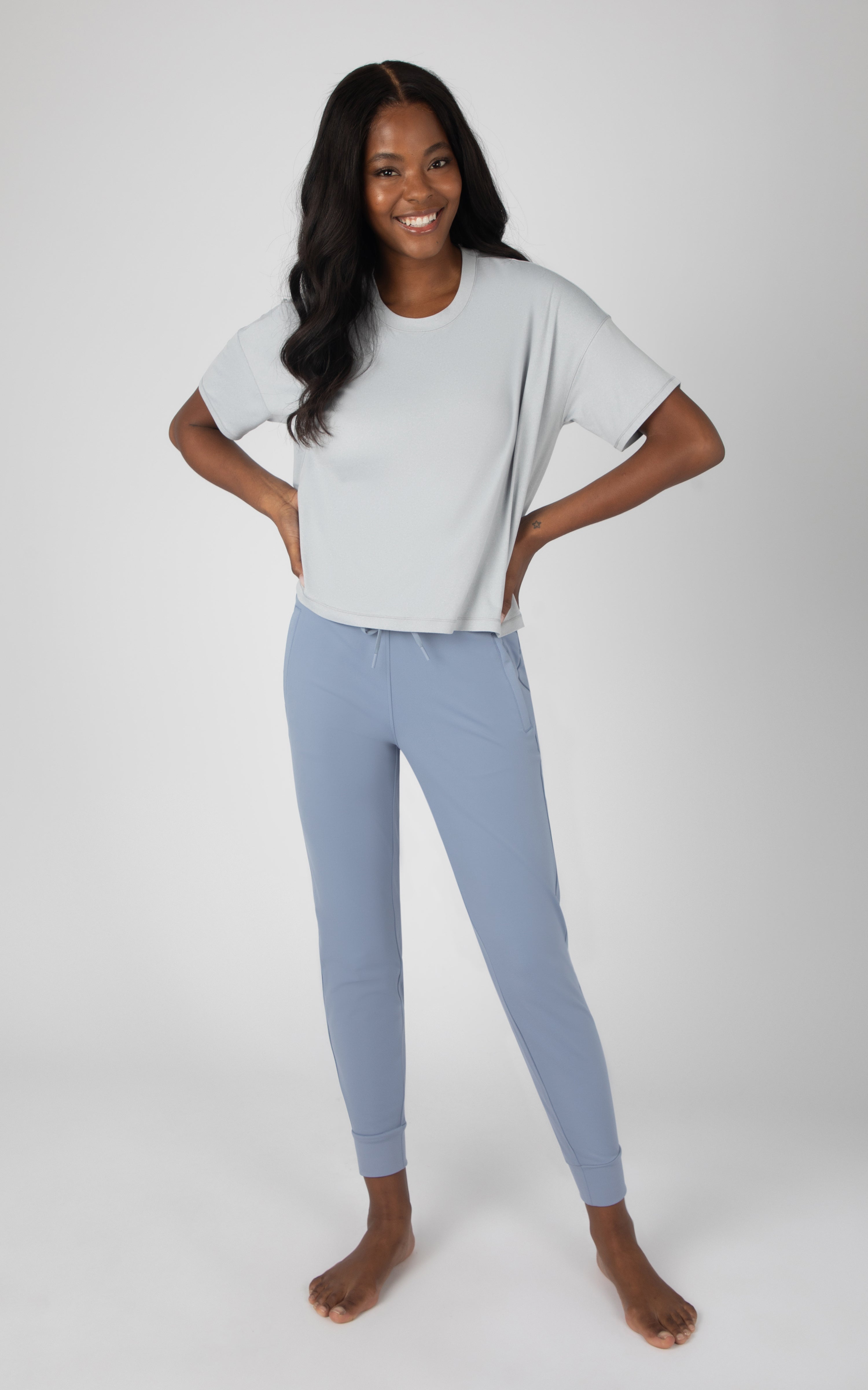 Super Soft Deluxe Boxy Cropped Tee and Lux Avenue Jogger Set