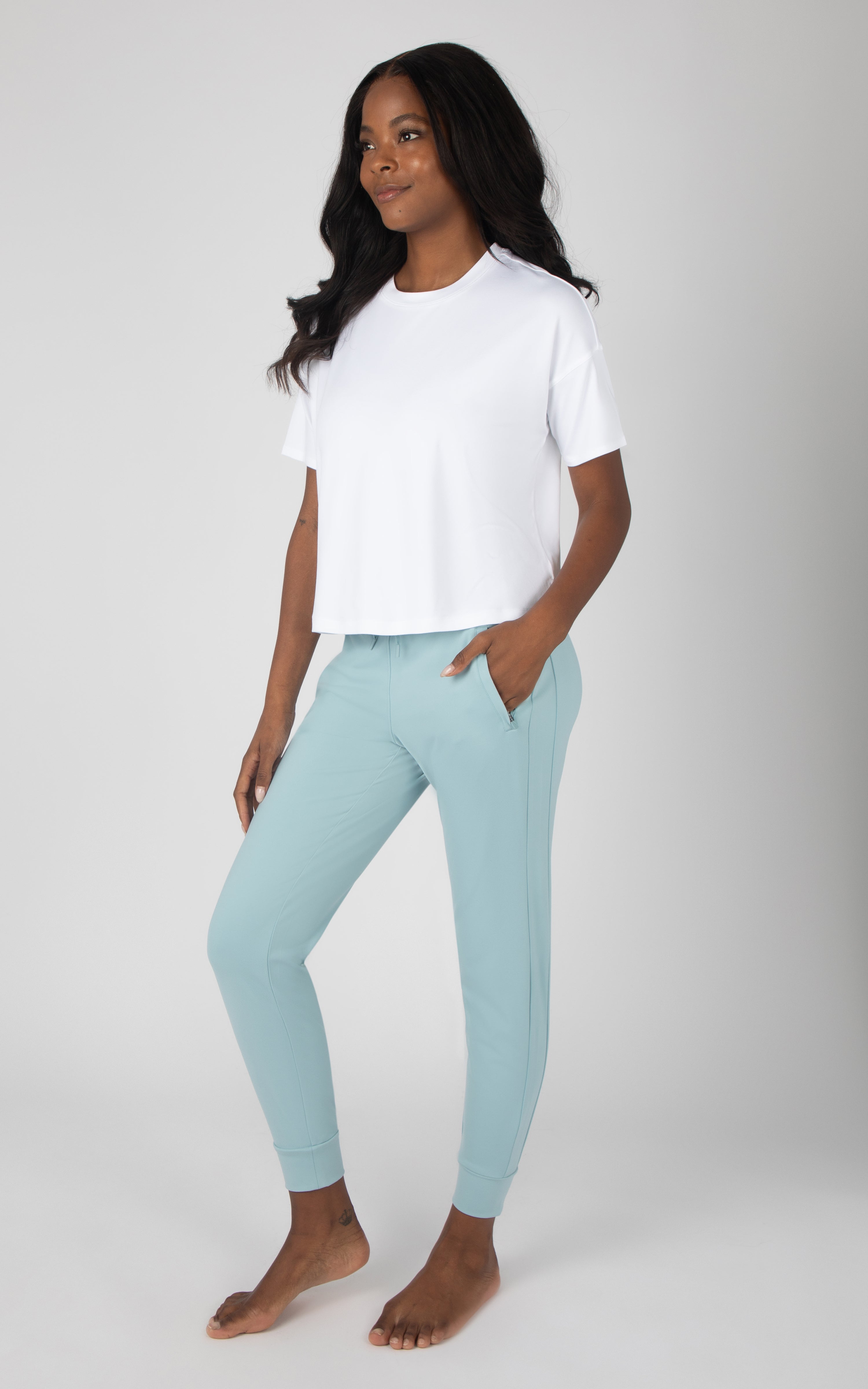 Super Soft Deluxe Boxy Cropped Tee and Lux Avenue Jogger Set