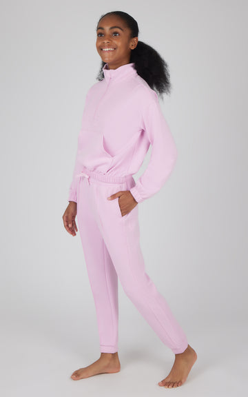 Girls 2 Piece Scuba Carolina Half Zip Sweatshirt and Scuba Carolina Jogger Set