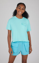 Girls 2 PC Boxy Tee and Woven Cargo Short - 90 Degree by Reflex
