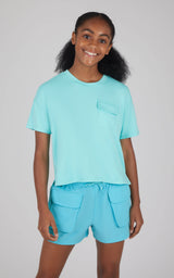 Girls 2 PC Boxy Tee and Woven Cargo Short