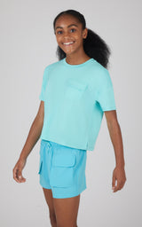 Girls 2 PC Boxy Tee and Woven Cargo Short - 90 Degree by Reflex