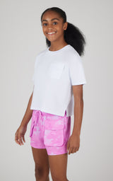 Girls 2 PC Boxy Tee and Woven Cargo Short
