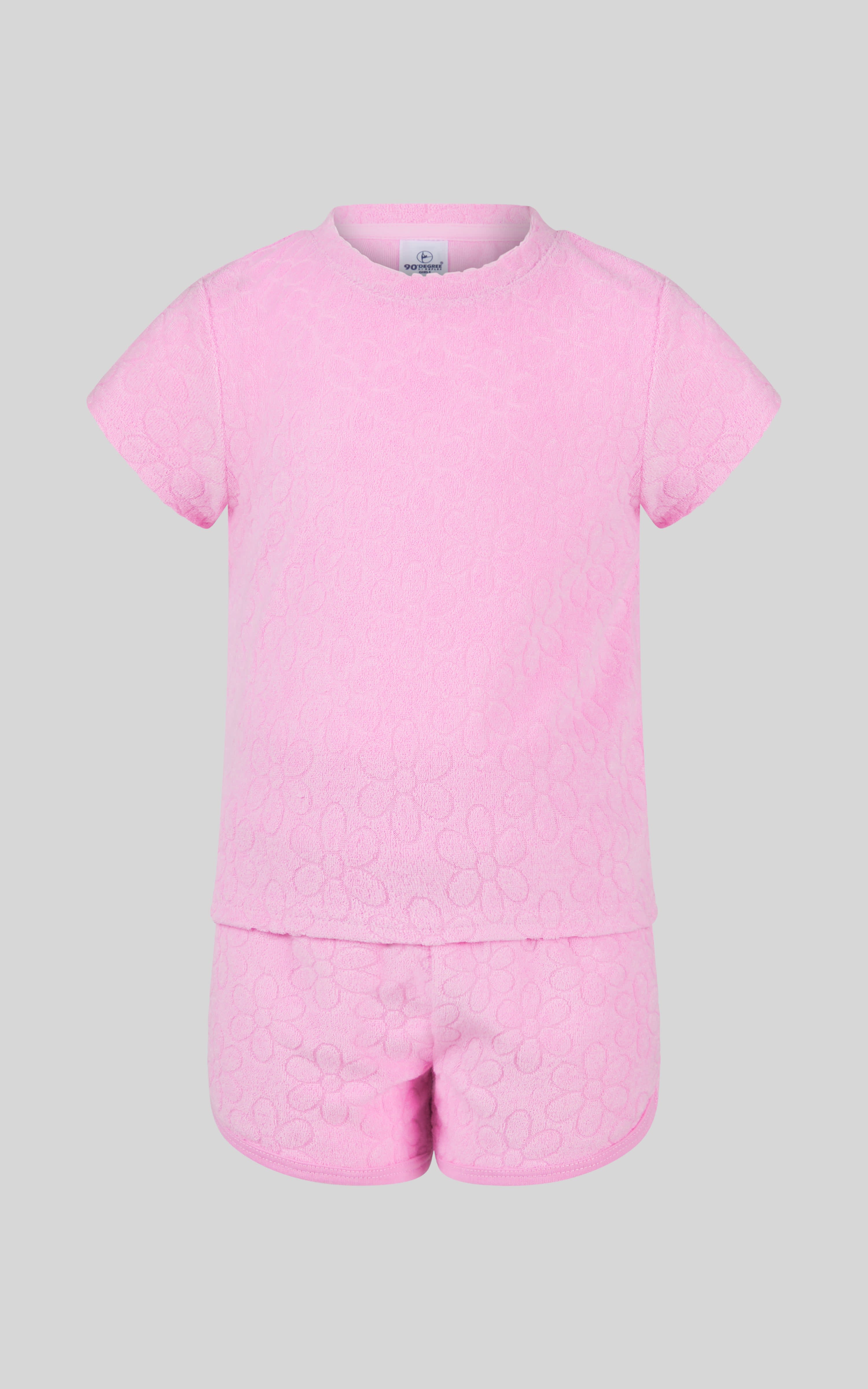 Toddler Girls 2 PC Towel Terry Short Sleeve Top and Dolphin Short - 90 Degree by Reflex
