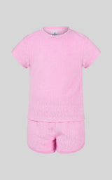 Toddler Girls 2 PC Towel Terry Short Sleeve Top and Dolphin Short