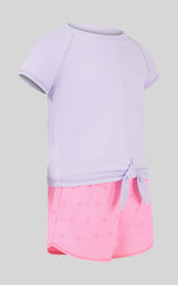 Toddler Girls 2 PC Short Sleeve Tee and Running Short - 90 Degree by Reflex