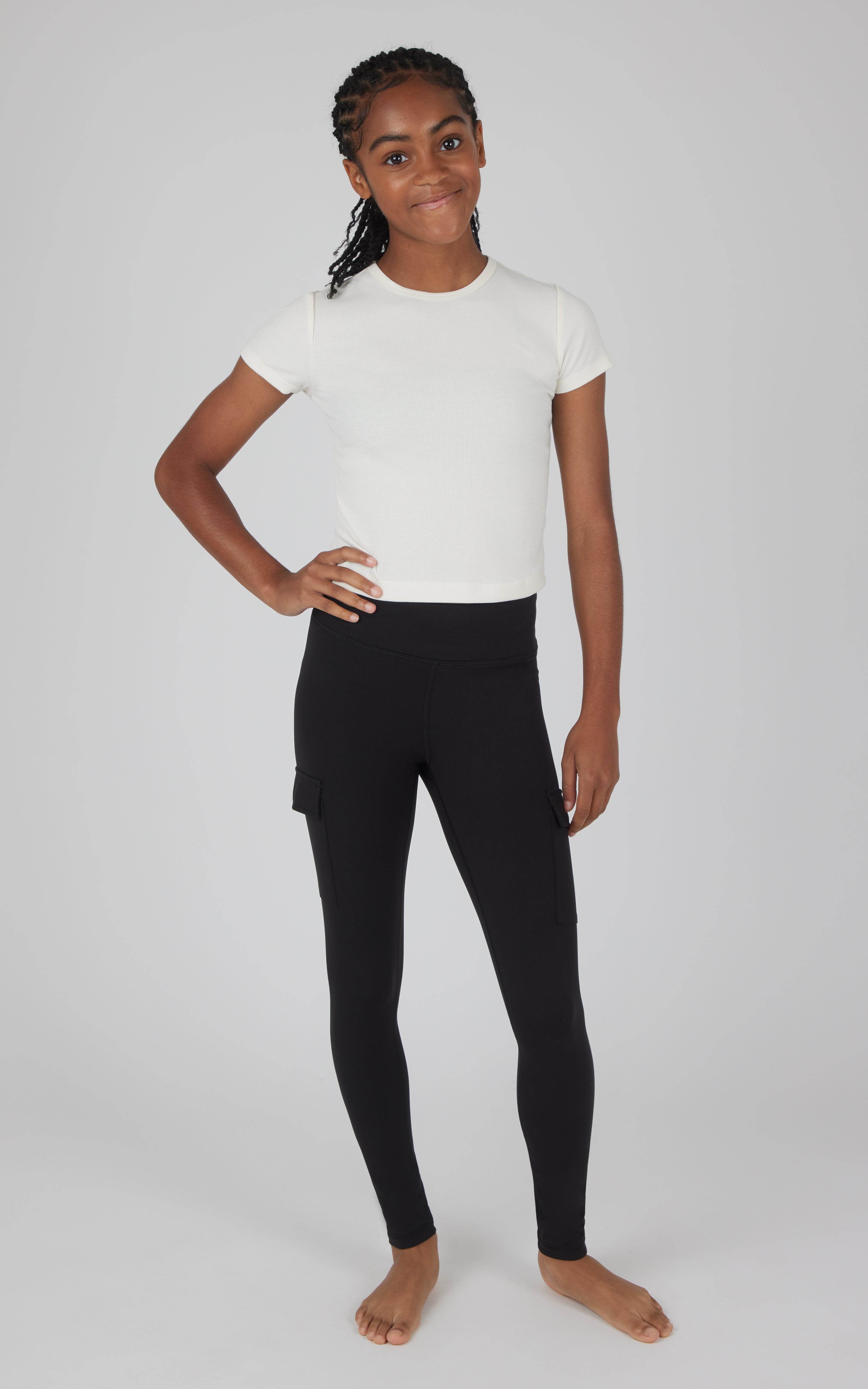 Girls 2 PK Interlock Everyday Cargo and Basic Legging - 90 Degree by Reflex