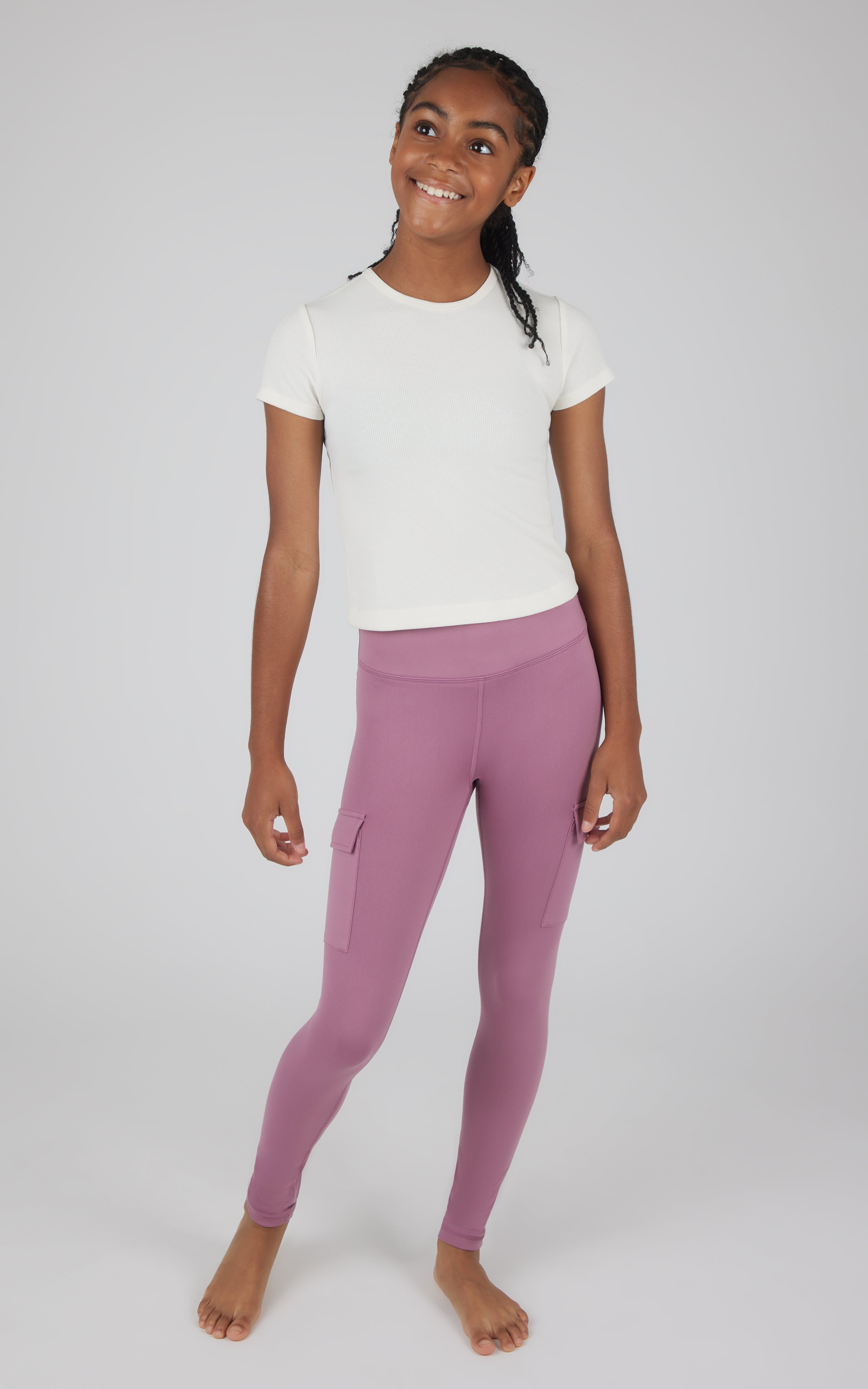 Girls 2 PK Interlock Everyday Cargo and Basic Legging - 90 Degree by Reflex