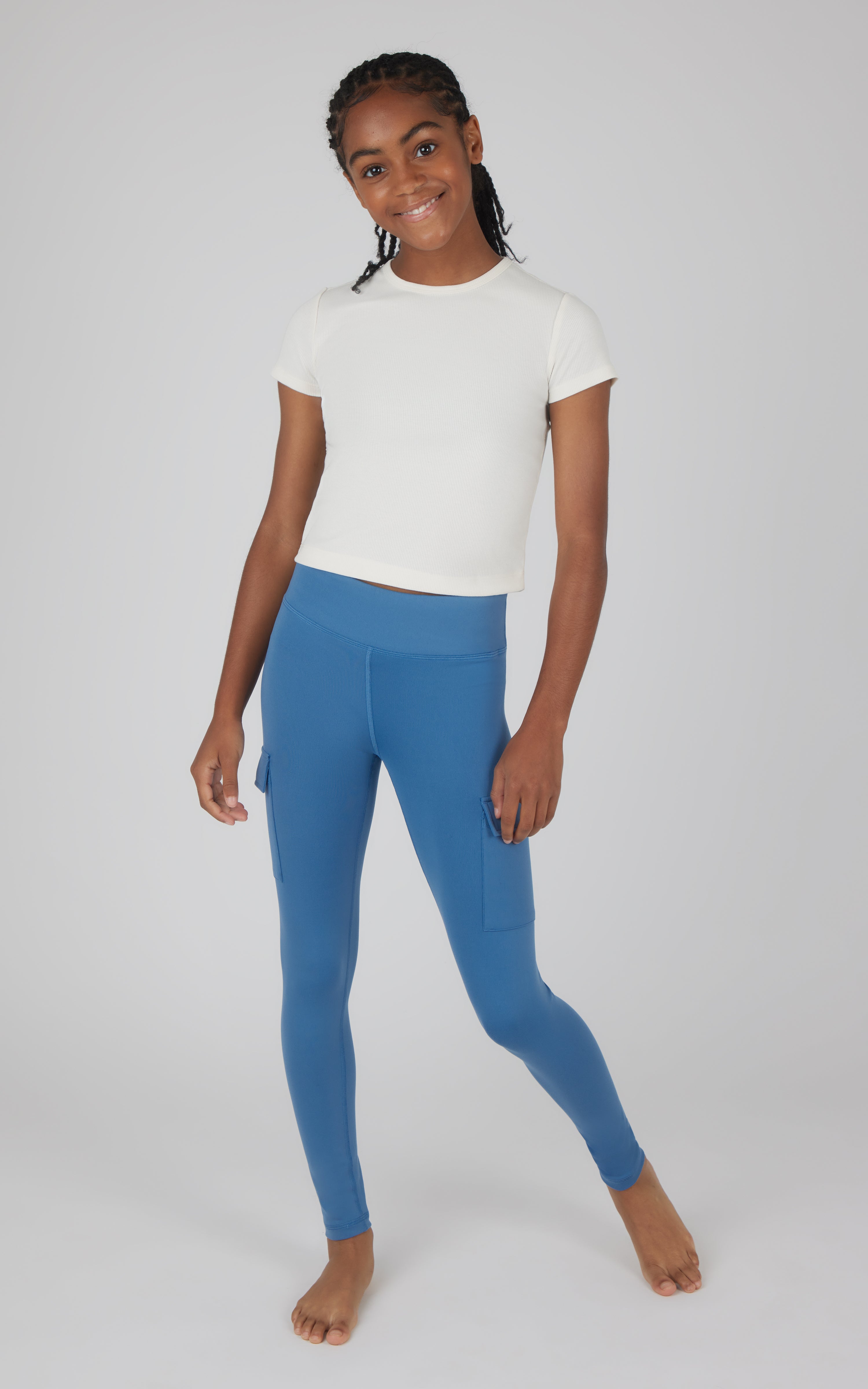 Girls 2 PK Interlock Everyday Cargo and Basic Legging - 90 Degree by Reflex