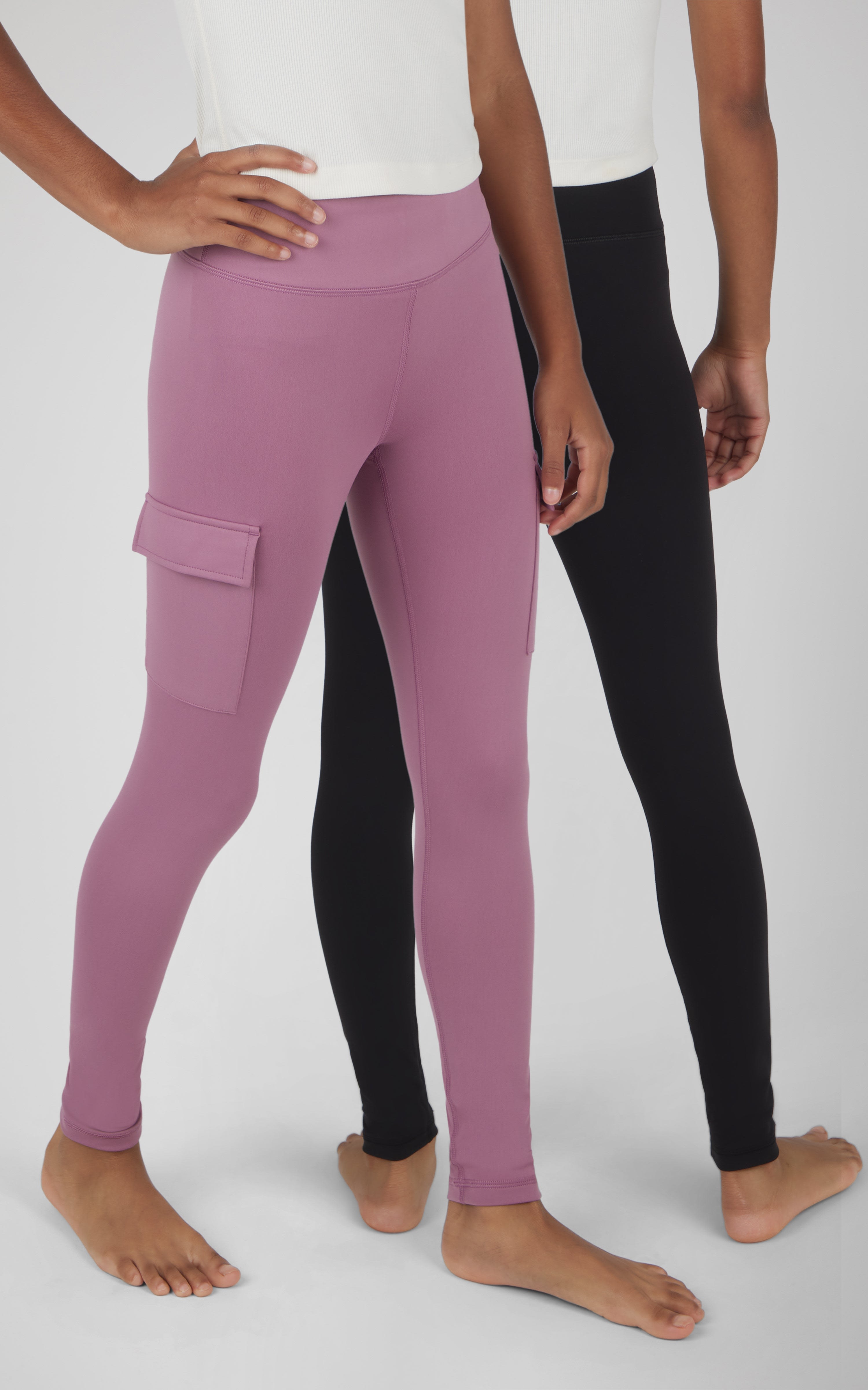 Girls 2 PK Interlock Everyday Cargo and Basic Legging - 90 Degree by Reflex